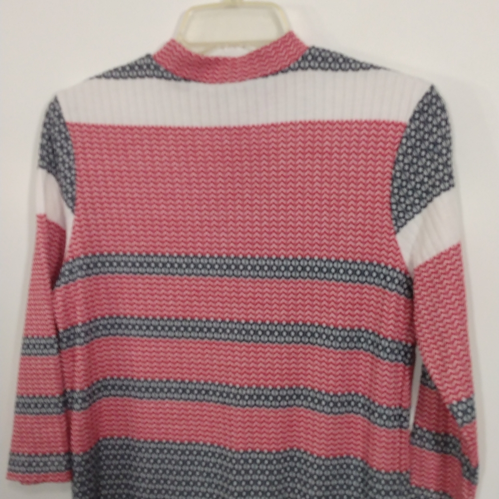 ASOS Womens Size 4 Knit Maxi Dress Red White Blue Stripes Side Slits 3/4 Sleeves